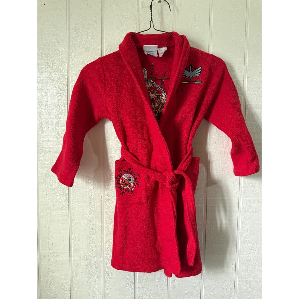 Disney Power Rangers Mystic Force Red Fleece Robe Kids XS Embroidered Loungewear